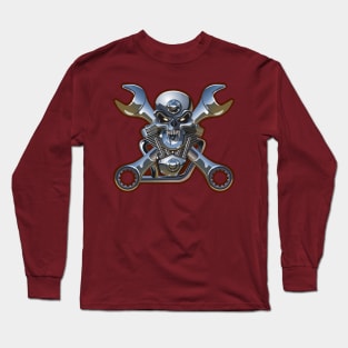 metall skull with engine Long Sleeve T-Shirt